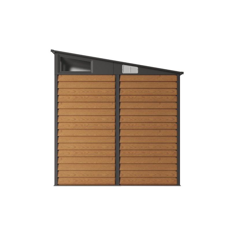 Living and Home 7.91 x 7.15FT Yellow Wood Grain Metal Garden Storage Shed w/ Double Lockable Doors & Acrylic Windows
