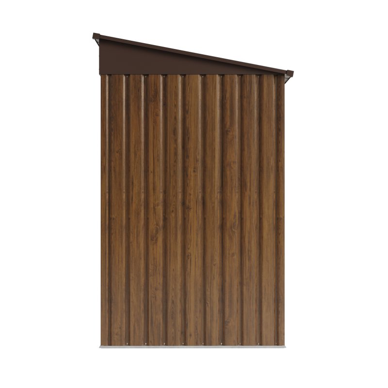 Living and Home 6.36 x 3.97FT Pent Roof Metal Garden Storage Shed with Lockable Sliding Doors, Brown Wood Grain