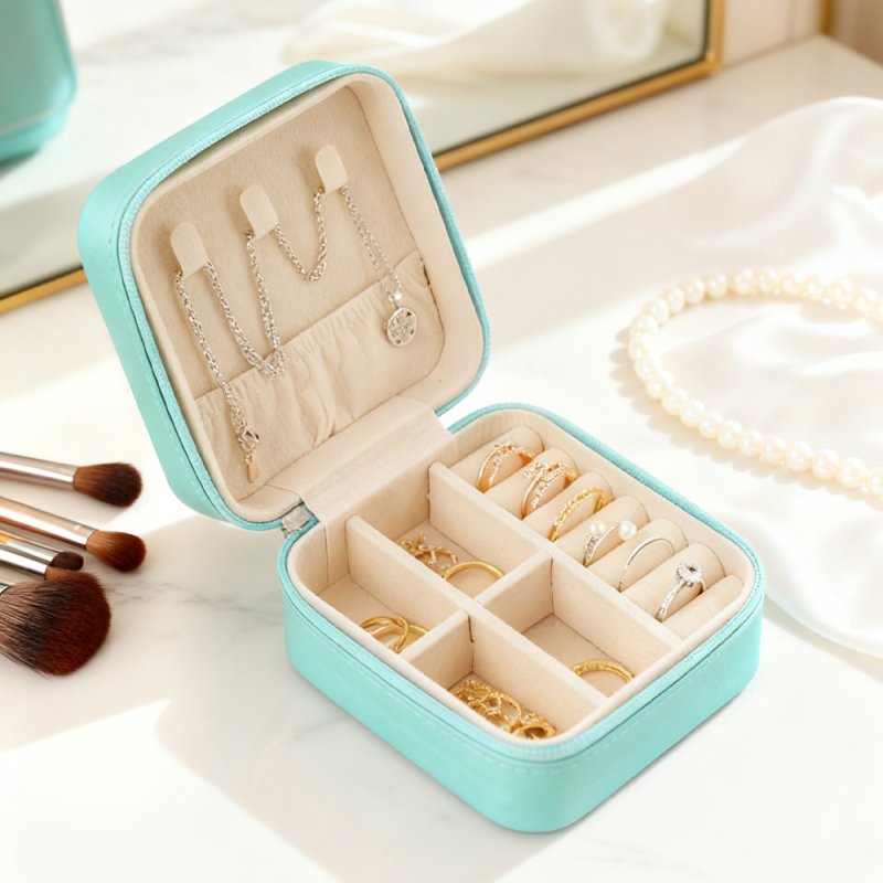 Portable PU Leather Travel Jewellery Box