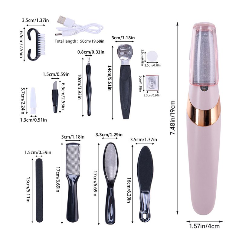 Living and Home Electric Pedicure Tools Set Callus Remover with Light