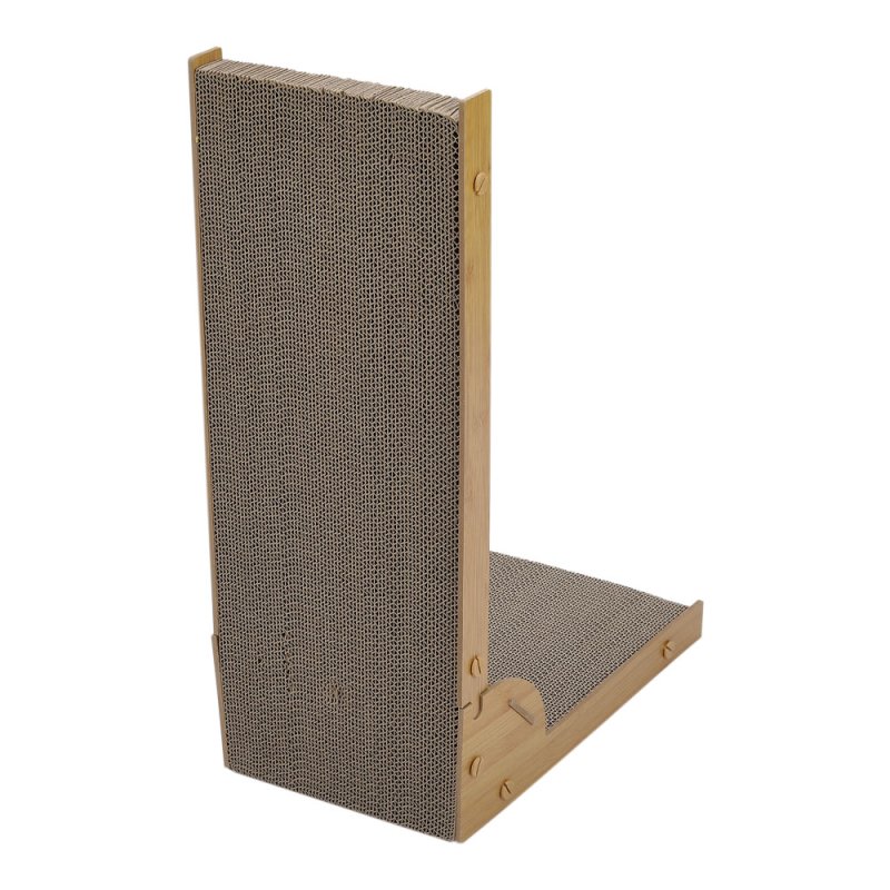 Corrugated L-shaped Cat Scratcher with Toys