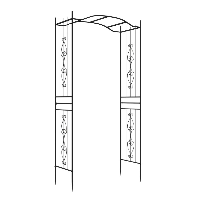 Black Garden Metal Arch, 110cm W x 45cm D x 230cm H