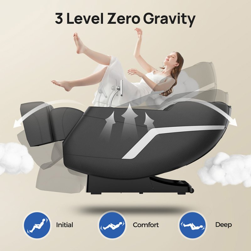 Living and Home Zero Gravity Full Body Massage Chair, PU Leather Electric Recliner with Touch Screen Control, Back Heating, Bluetooth Speaker, Full Body Airbag Massage, Foot Rollers and USB Charging