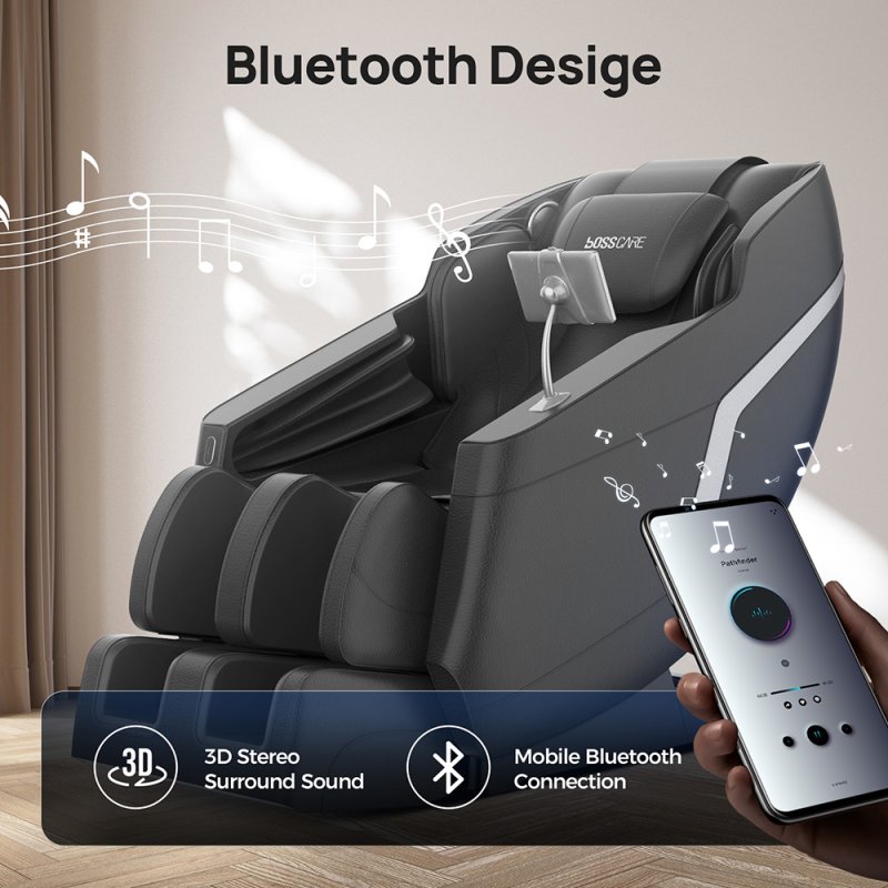 Living and Home Zero Gravity Full Body Massage Chair, PU Leather Electric Recliner with Touch Screen Control, Back Heating, Bluetooth Speaker, Full Body Airbag Massage, Foot Rollers and USB Charging