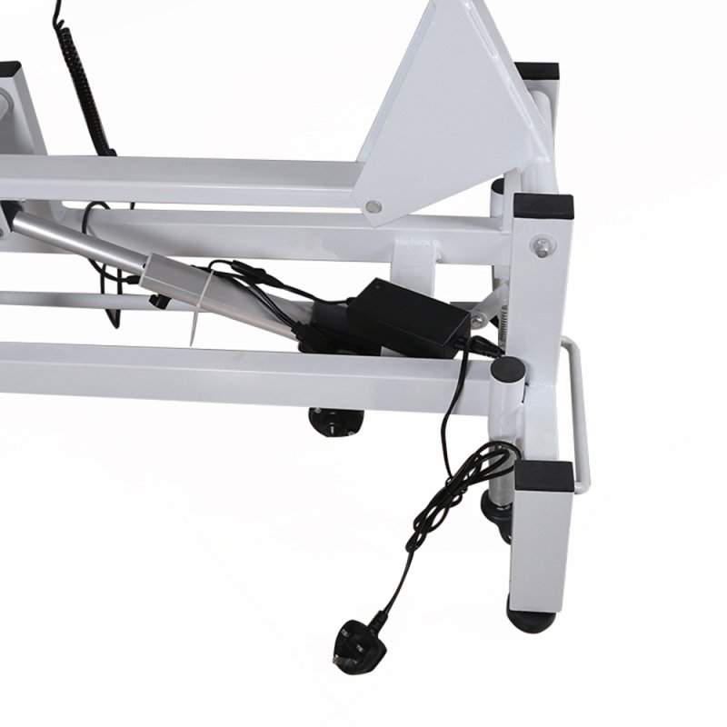 Living and Home Electric Height Adjustable Massage Table, Reclining Beige Facial Spa Bed with Manual Backrest, Mobile Beauty Tattoo Bed with Wheels, 180cm Salon Treatment Bed