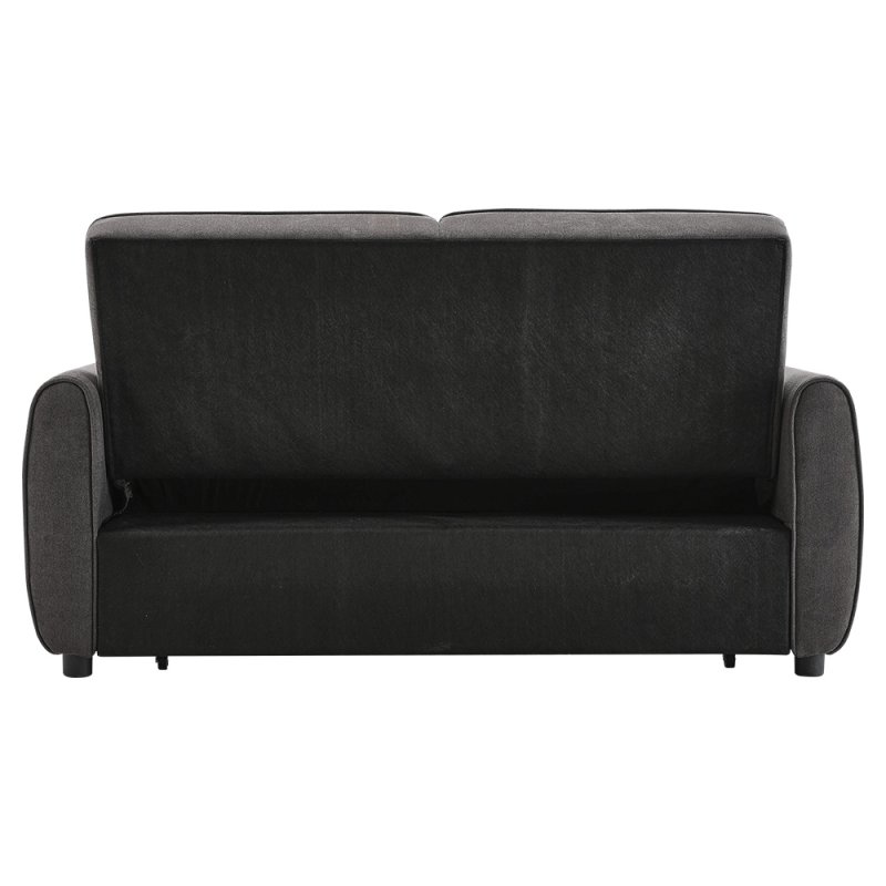 Living and Home Dark Grey Fabric Convertible 2 Seater Sofa Bed with 2 Throw Pillows, Foldable Pull Out Sofa Bed for Living Room