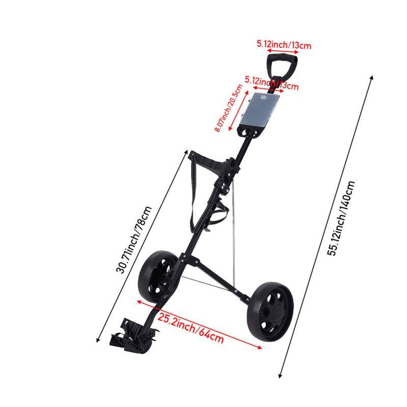2 Wheel Folding Golf Push Pull Cart with Convenient Handle