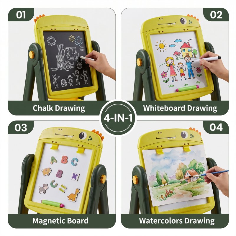 Double-Sided Magnetic Drawing Board Easel for Kids
