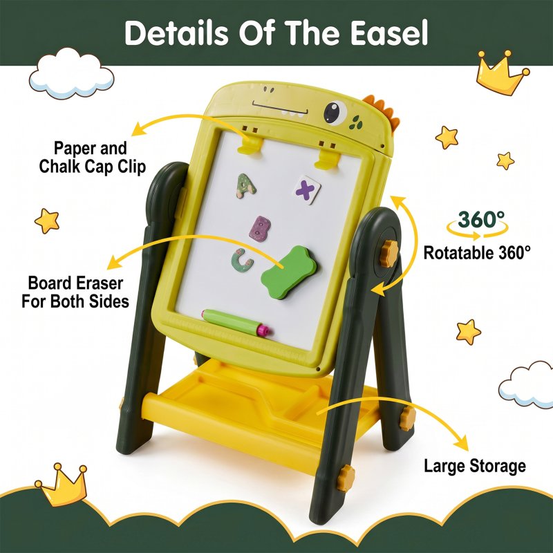 Double-Sided Magnetic Drawing Board Easel for Kids