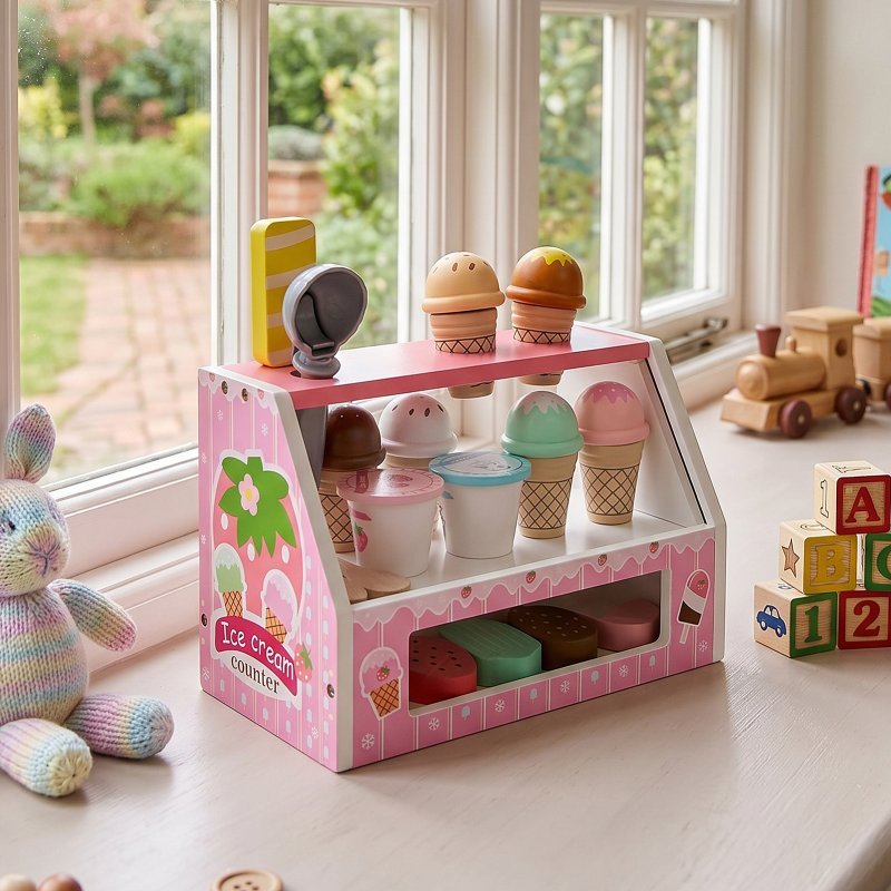 Wooden Ice Cream Counter Playset