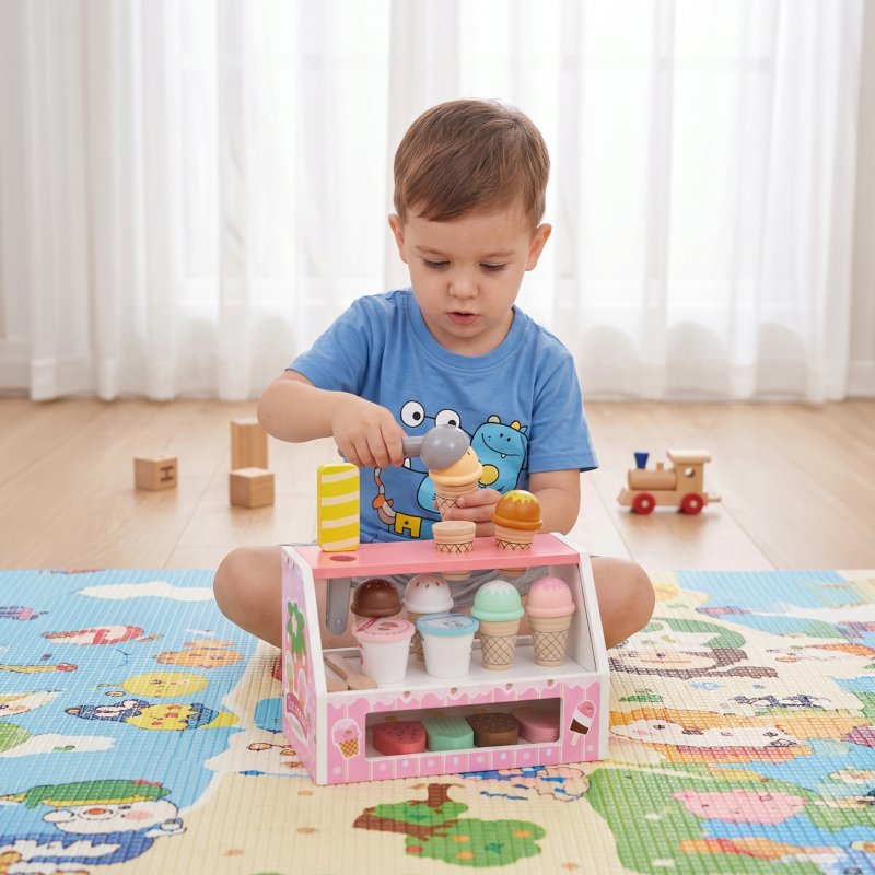 Wooden Ice Cream Counter Playset