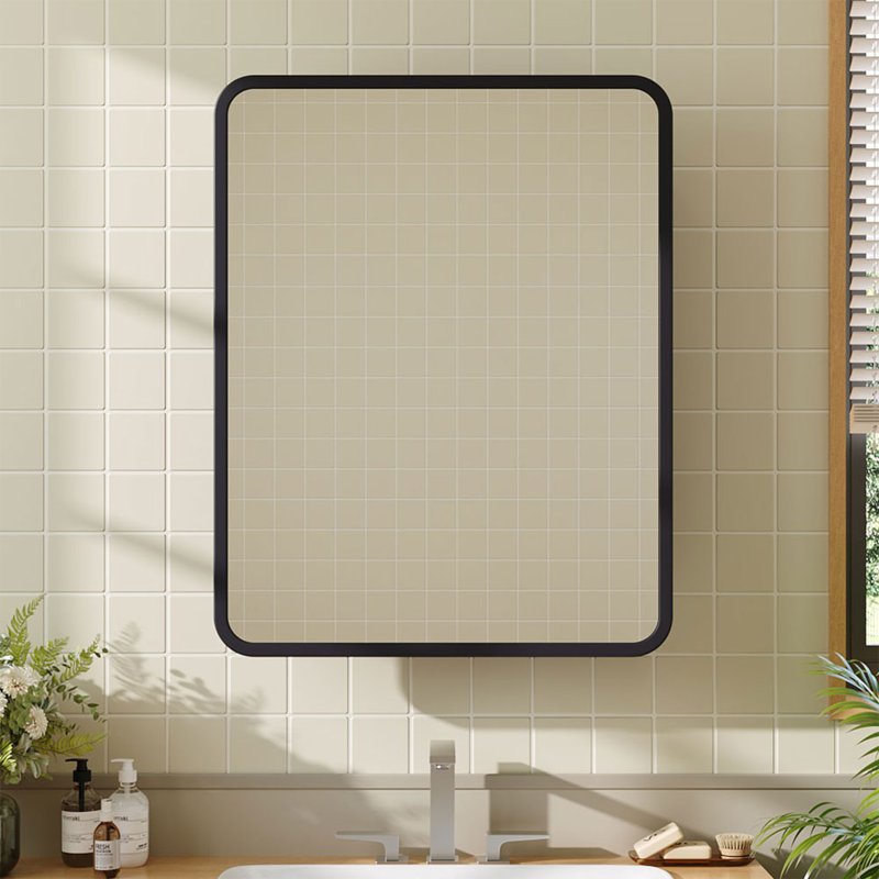 Wall-Mounted Rectangular Bathroom Storage Mirror Cabinet