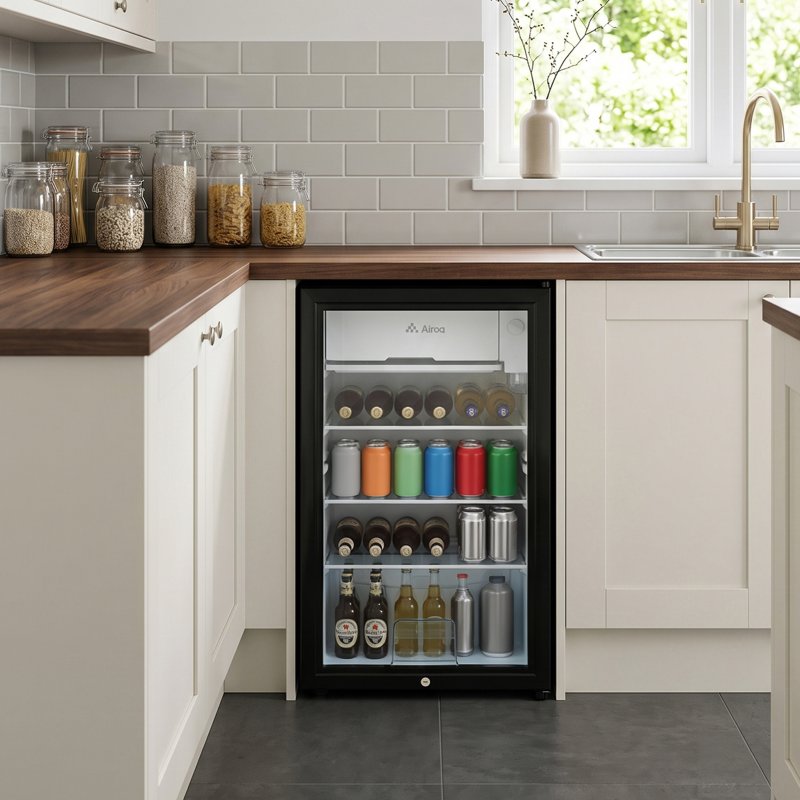 83L Freestanding Beverage Cooler Drinks Fridge, Refrigerator with 9L Freezer Box
