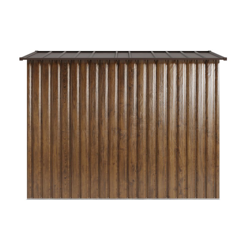 Living and Home 7.81 x 4.3FT Pent Roof Metal Garden Storage Shed, 3D Wood Grain Finish with Foundation, Vents & Sliding Doors