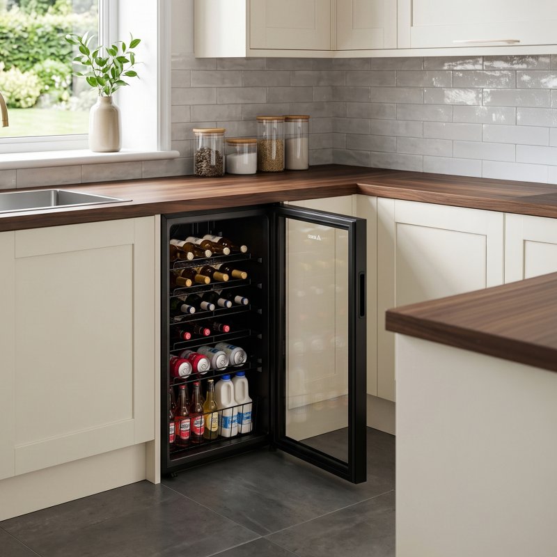 99L Freestanding Beverage Cooler Drinks Fridge, Refrigerator with LED Light