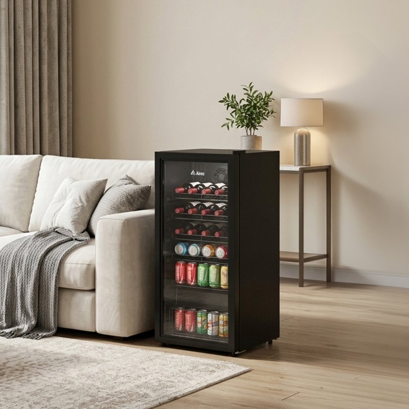 99L Freestanding Beverage Cooler Drinks Fridge, Refrigerator with LED Light