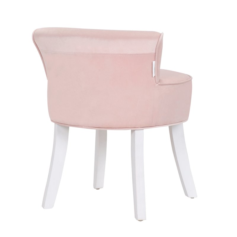 Velvet Soft Seat Low Back Vanity Stool Dressing Table Chair with White Legs