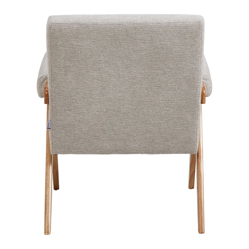 Linen Upholsteried Armchair with Wooden Legs