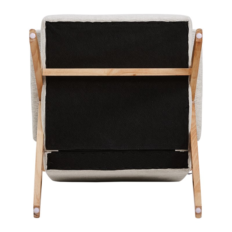 Linen Upholsteried Armchair with Wooden Legs