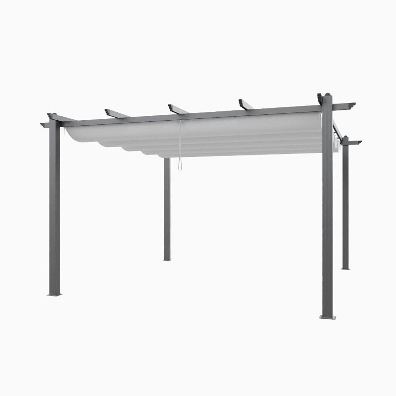Living and Home 13x13ft Aluminium Pergola with Retractable Roof