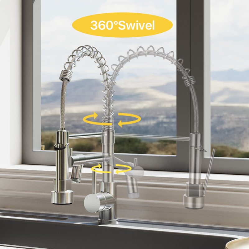 Dual Spout Swivel Kitchen Faucet with LED Light