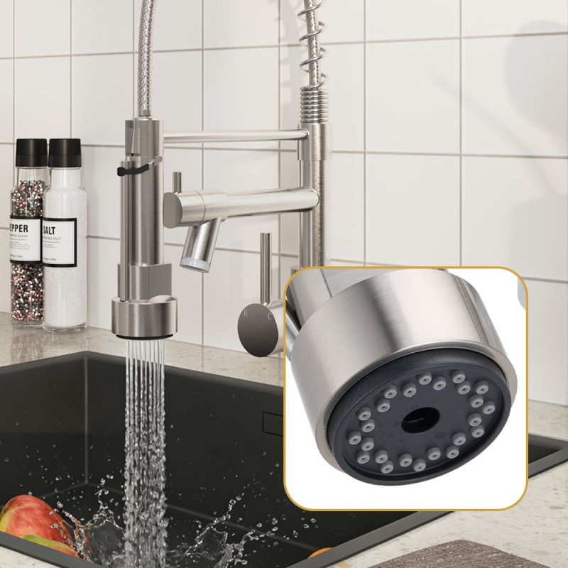 Dual Spout Swivel Kitchen Faucet with LED Light