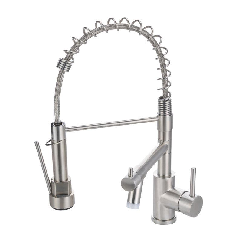 Dual Spout Swivel Kitchen Faucet with LED Light