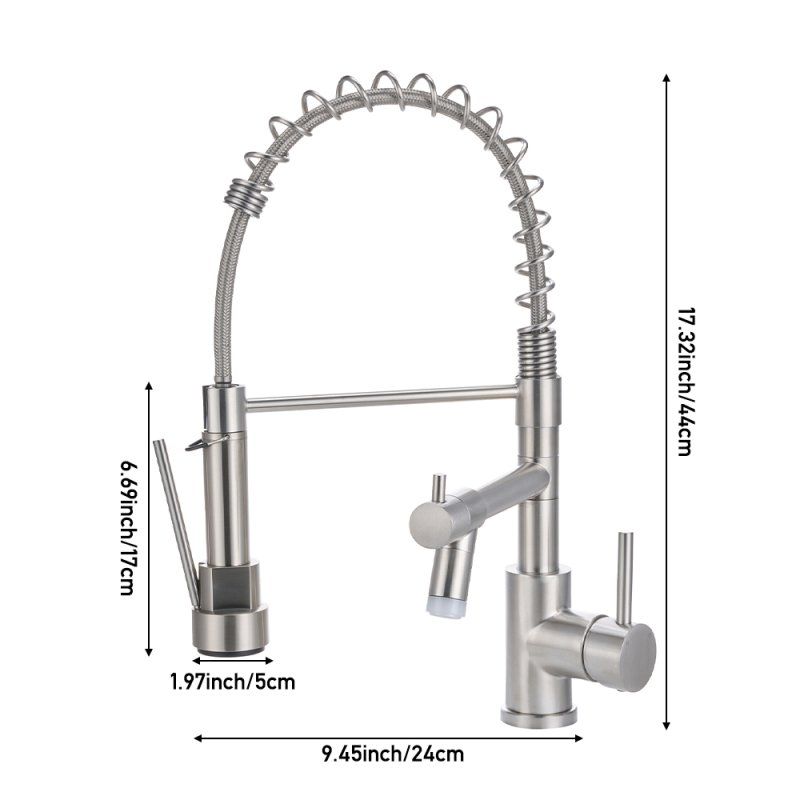 Dual Spout Swivel Kitchen Faucet with LED Light