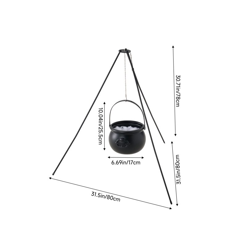 Living and Home Halloween Witch Cauldron on Tripod with Light Strip