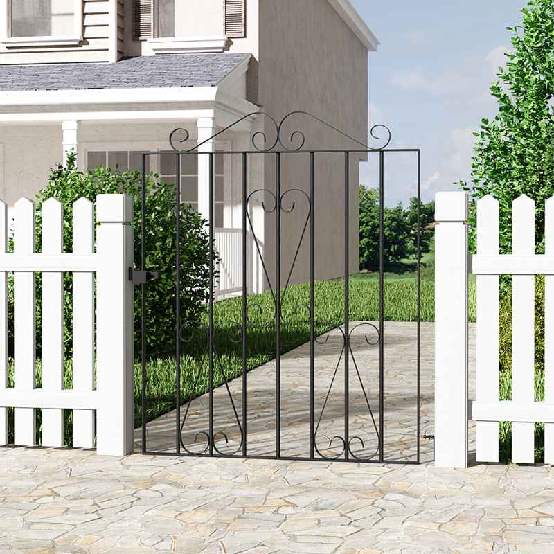 3ft Modern Metal Garden Gate Fence Gate Black with Fittings Bolt Heavy Duty