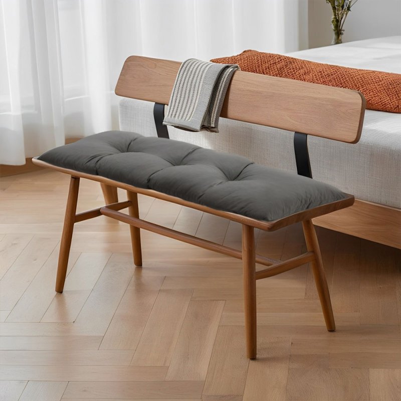 Dark Grey Rectangular Tufted Bench Cushion Seat Pad