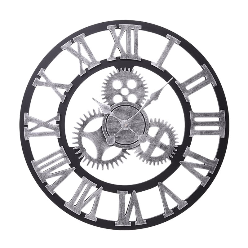 Industrial Large Retro Silent Wall Clock for Home Decor