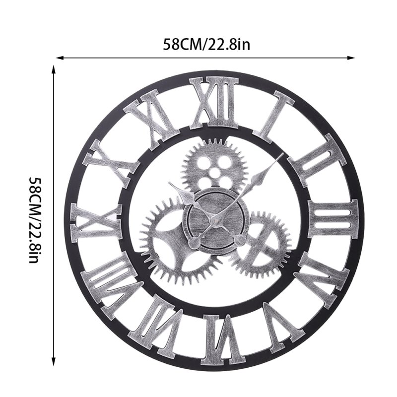 Industrial Large Retro Silent Wall Clock for Home Decor
