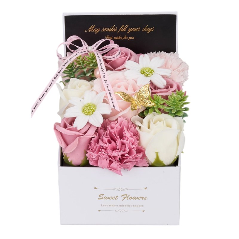 Living and Home Rose Scent Soap Flower Gift Box Tabletop Decor