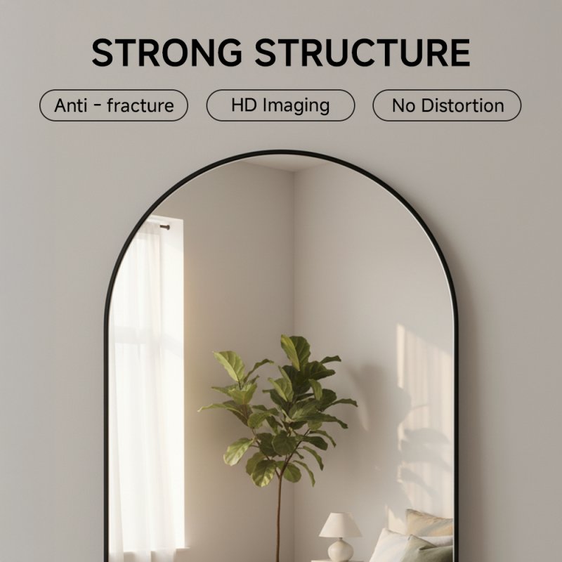 Modern Arched Metal Floor Mirror, 60cm W x 165cm H