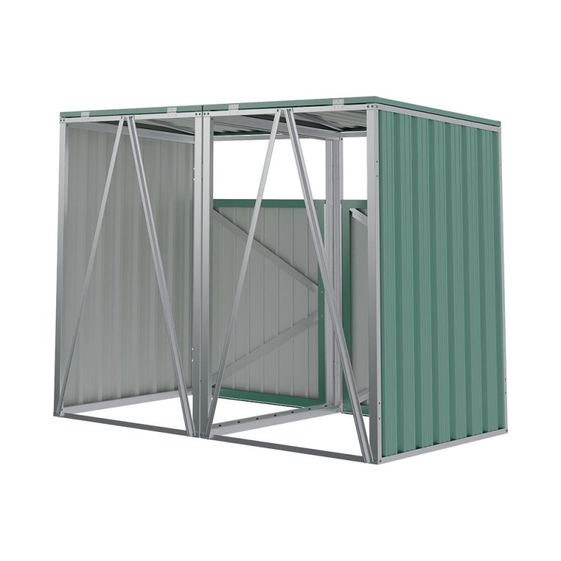 Metal Outdoor Bin Shed for 2 Trash Bins