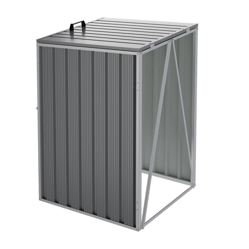 Metal Outdoor Garbage Bin Shed For 1 Trash Bin, Grey