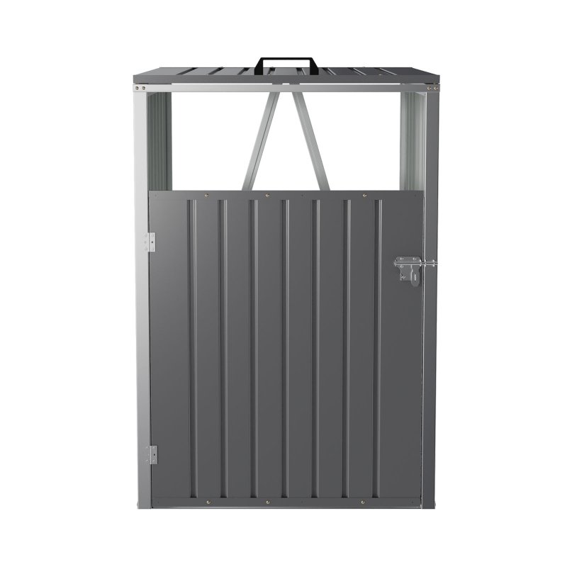 Metal Outdoor Garbage Bin Shed For 1 Trash Bin, Grey