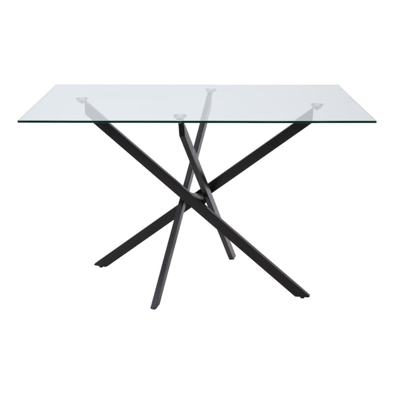 Living and Home 100x60cm Tempered Glass Dining Table with Iron Legs