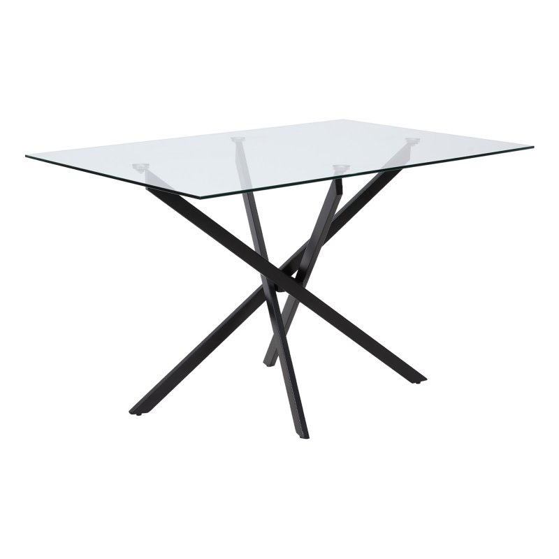 Living and Home 120x80cm Tempered Glass Dining Table with Iron Legs