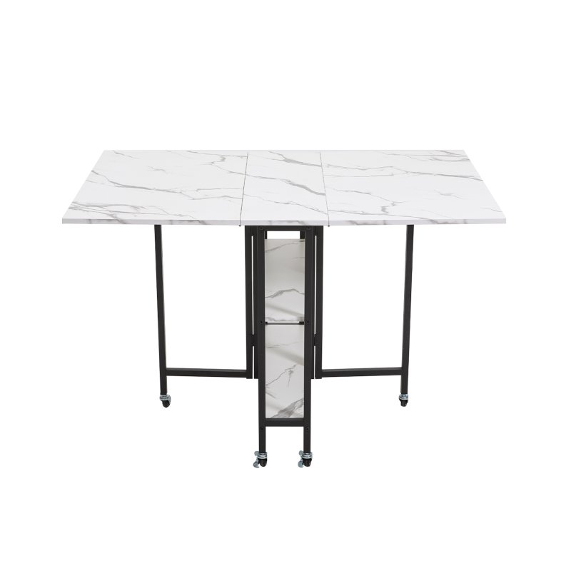 Living and Home 120x80cm Folding Dining Table with Wheels and Storage Shelves