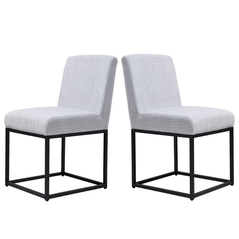 Living and Home Set of 2 Chenille Upholstered Dining Chairs in Light Grey