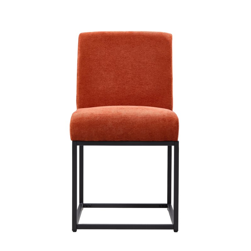 Living and Home Set of 2 Chenille Upholstered Dining Chairs in Orange