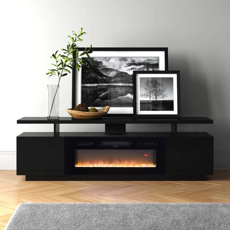 Recessed Electric Fireplace TV Stand with Remote Control