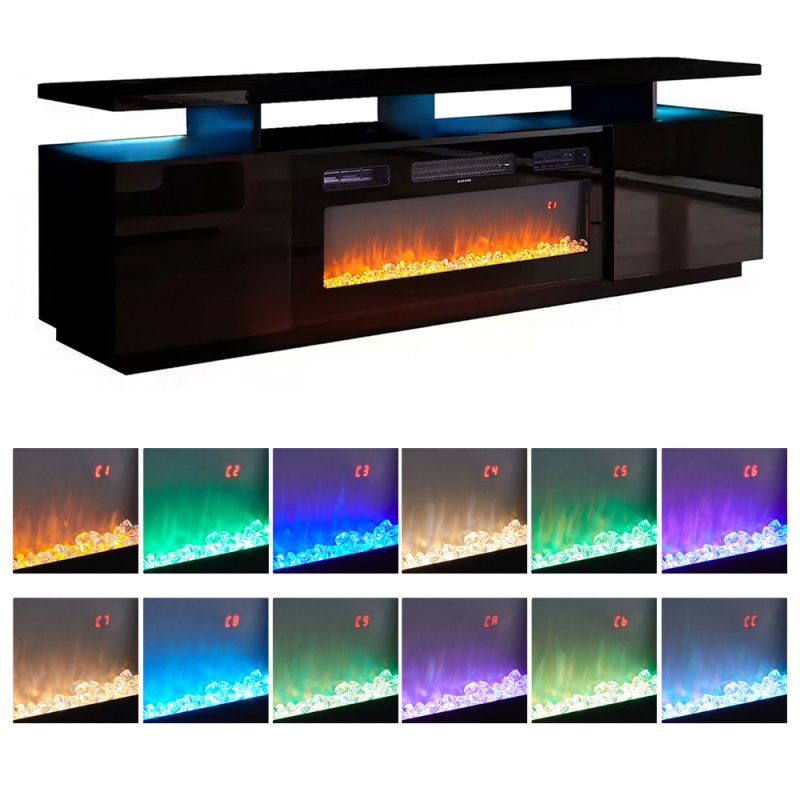 Recessed Electric Fireplace TV Stand with Remote Control