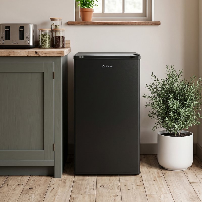 106L Single Door Fridge with Built-in Ice Box, Black