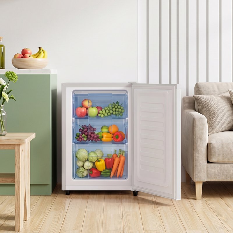 46L Freestanding Freezer, Single Door with Drawer, White