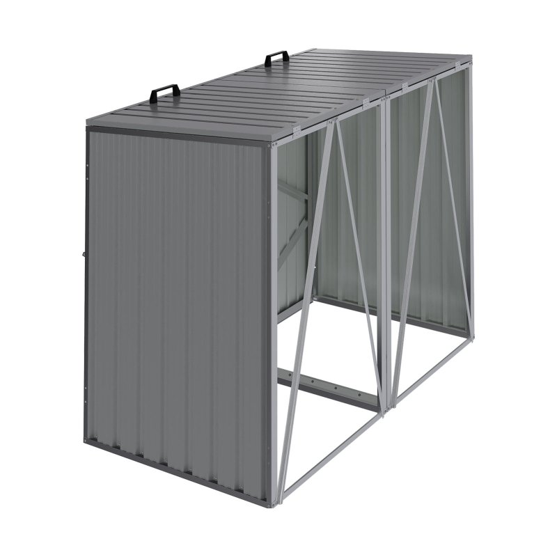 5x4 FT Metal Double Bin Storage Shed, Grey