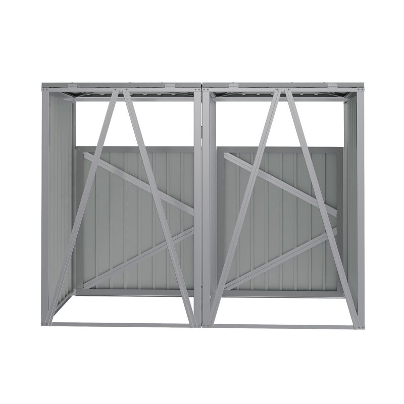5x4 FT Metal Double Bin Storage Shed, Grey