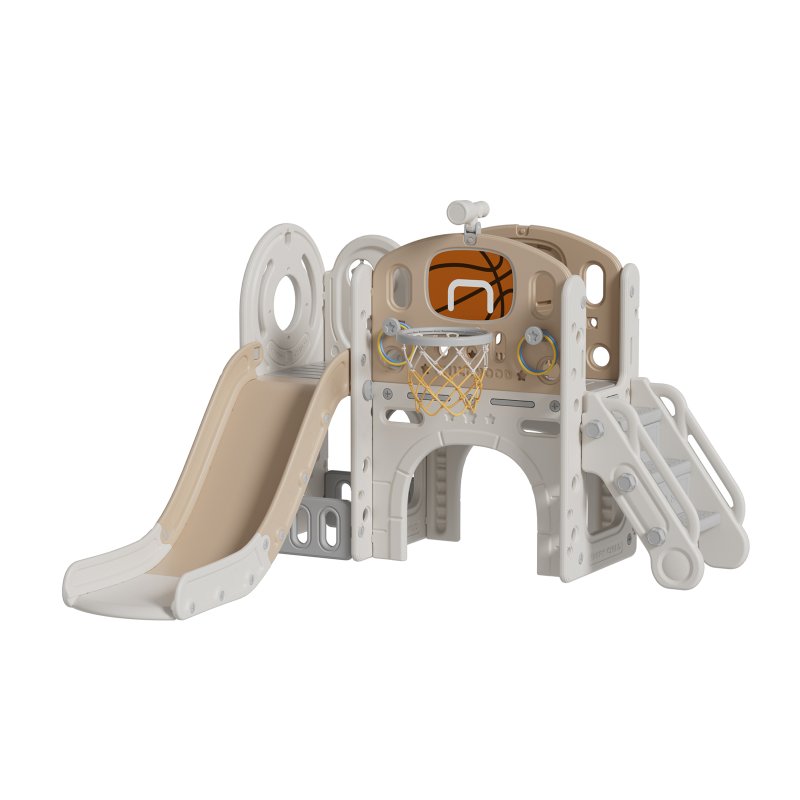 Toddler Slide and Climber Playset with Basketball Hoop and Telescope